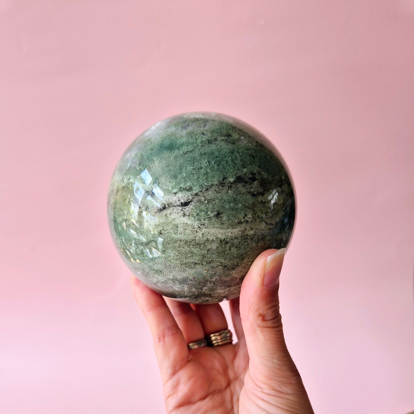 Kristall Edelstein Kugel Moosachat Druzy Kugel 90mm 971g