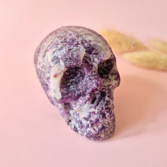 XL Edelsteen Skull Lepidoliet Schedel –  #5 384 gram - Mat & Krachtig