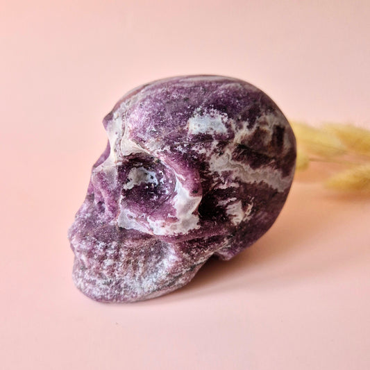XL Edelsteen Skull Lepidoliet Schedel –  #7 601 gram - Mat & Krachtig