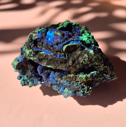 XL Druzy Zeldzame Azuriet-Malachiet Ruwe Schitterende Edelsteen #7 222gram – Sprankelende Natuurlijke Kracht