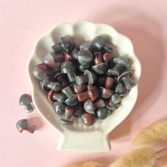 Mini Edelsteen Paddenstoel – African Bloodstone (2 cm)