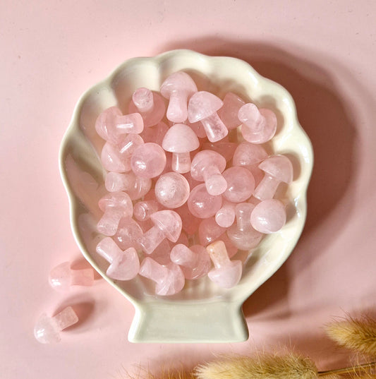 Mini Edelsteen Paddenstoel – Rozenkwarts (2 cm)