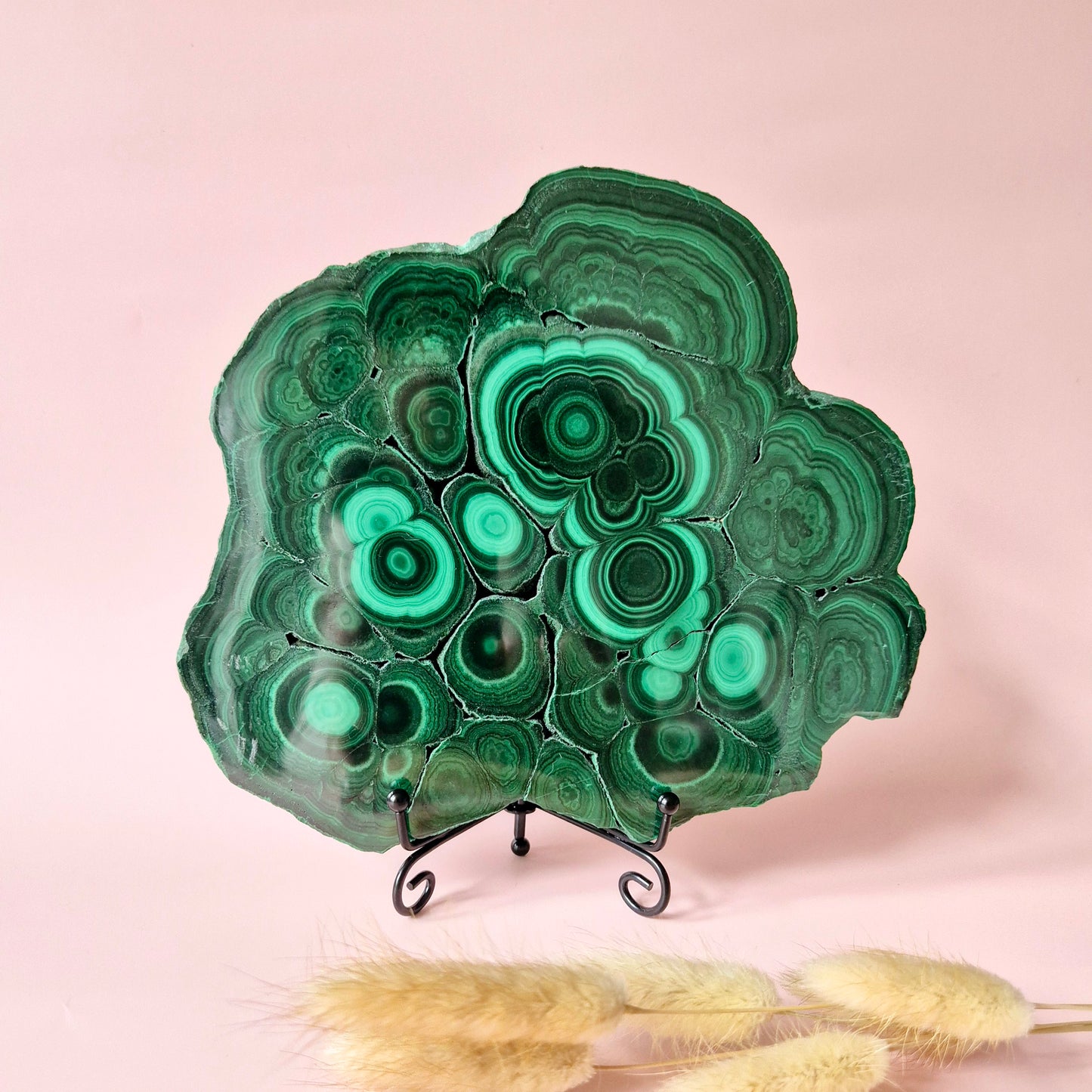 Gemstone Chrysocolla/Malachite Slab 600 g (14 x 13 cm) – Statement Piece with Spiritual Depth