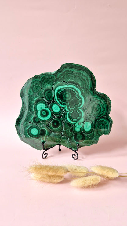 Gemstone Chrysocolla/Malachite Slab 600 g (14 x 13 cm) – Statement Piece with Spiritual Depth