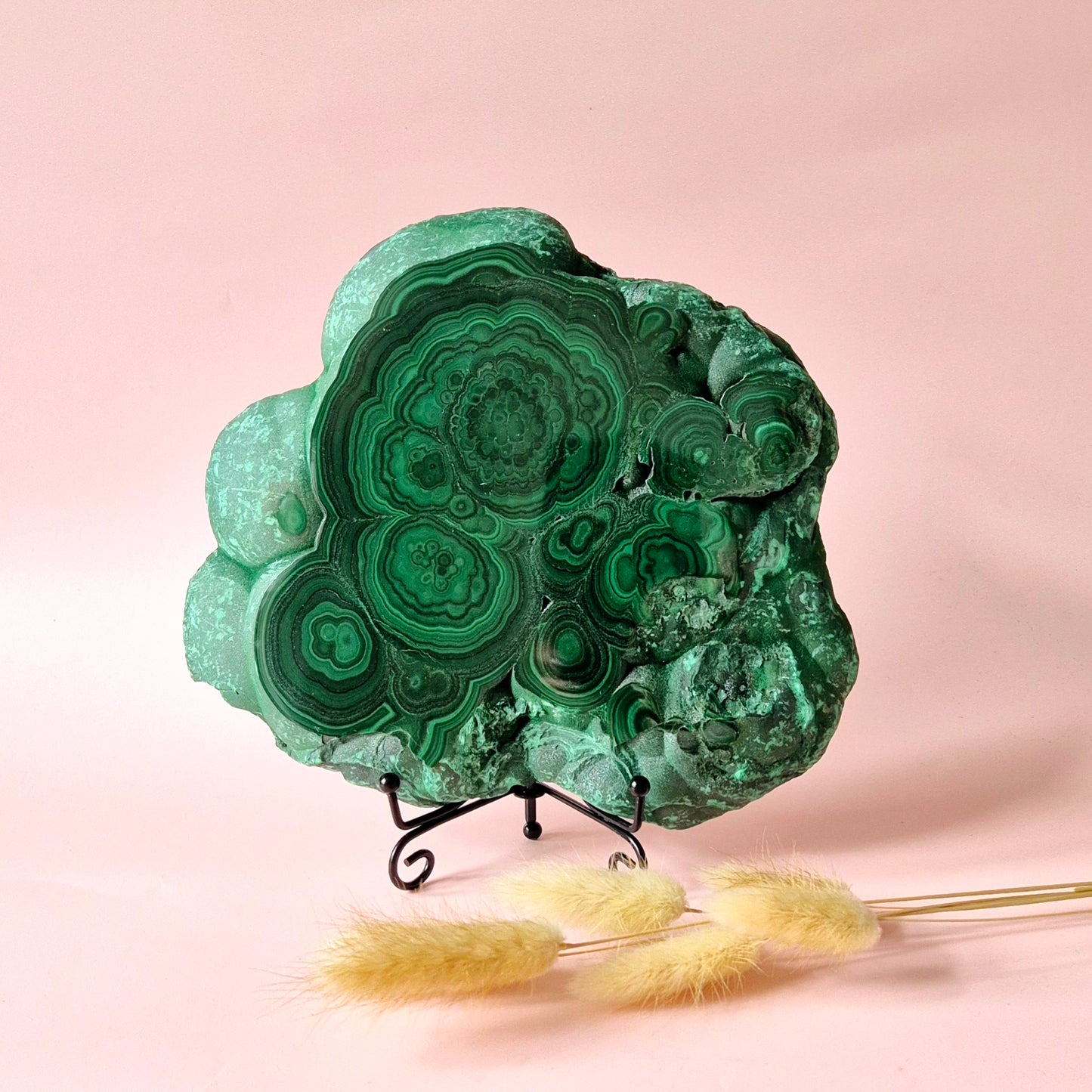Gemstone Chrysocolla/Malachite Slab 600 g (14 x 13 cm) – Statement Piece with Spiritual Depth