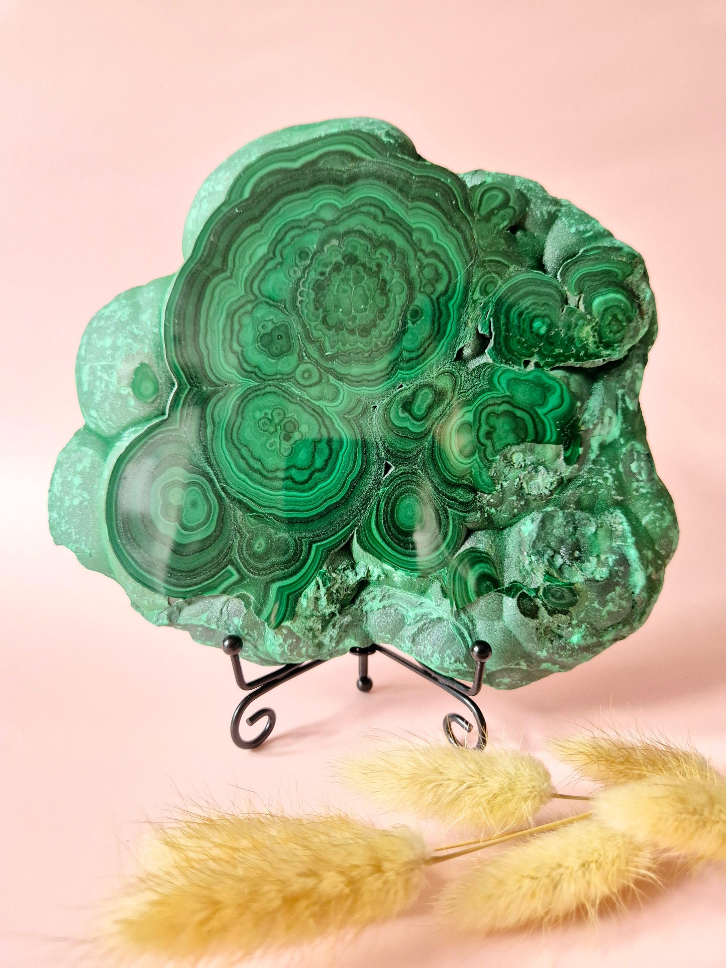 Gemstone Chrysocolla/Malachite Slab 600 g (14 x 13 cm) – Statement Piece with Spiritual Depth