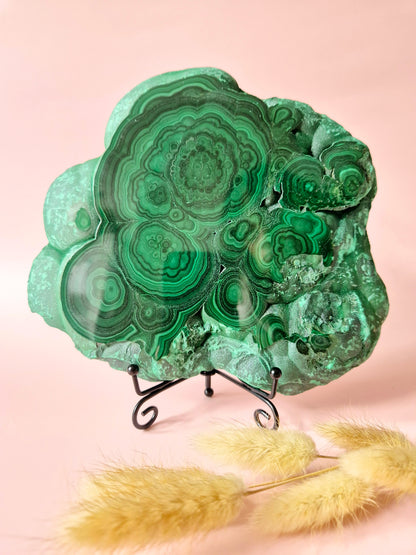 Gemstone Chrysocolla/Malachite Slab 600 g (14 x 13 cm) – Statement Piece with Spiritual Depth