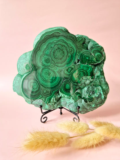 Gemstone Chrysocolla/Malachite Slab 600 g (14 x 13 cm) – Statement Piece with Spiritual Depth