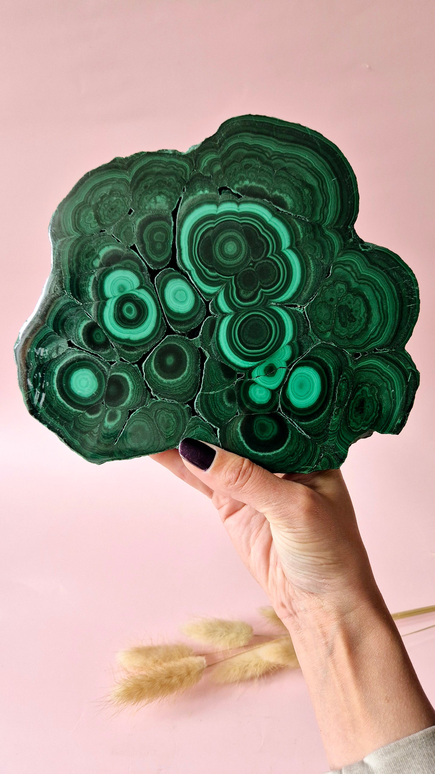 Gemstone Chrysocolla/Malachite Slab 600 g (14 x 13 cm) – Statement Piece with Spiritual Depth