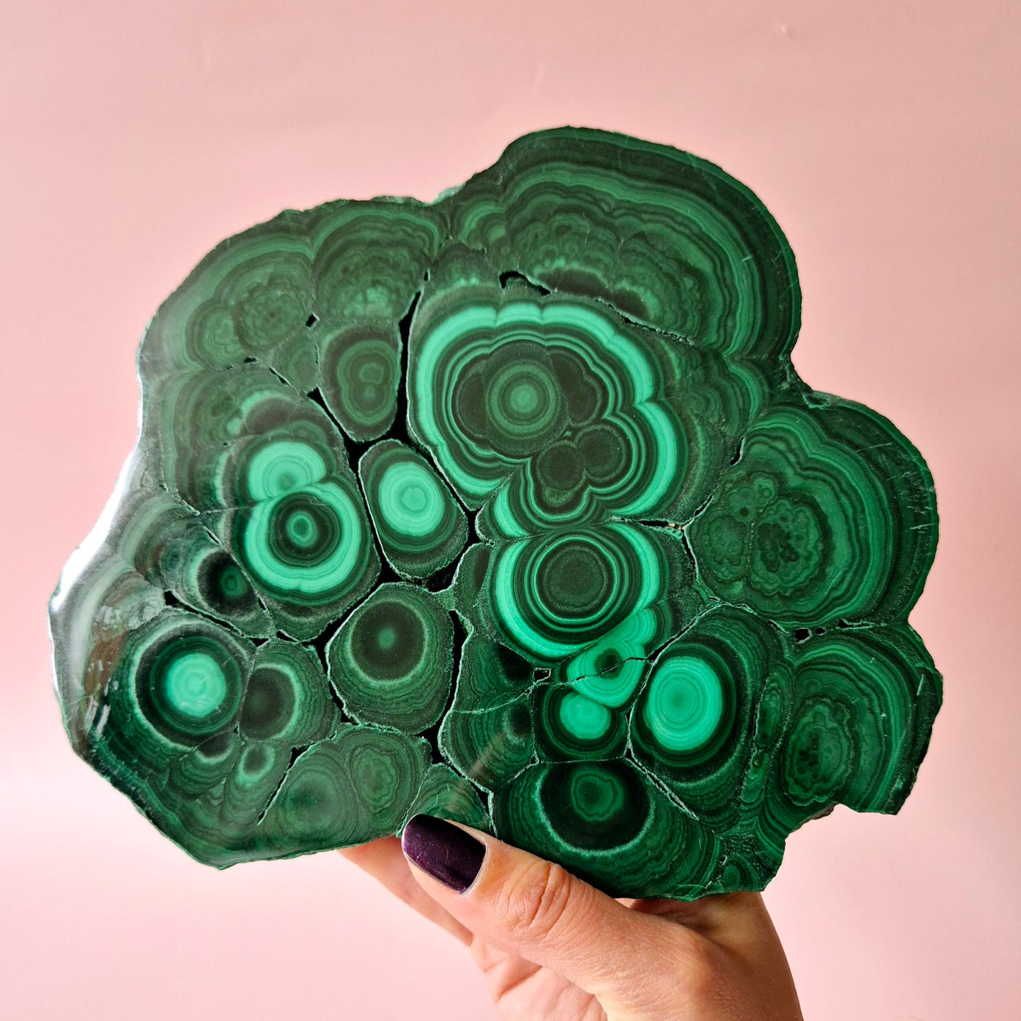 Gemstone Chrysocolla/Malachite Slab 600 g (14 x 13 cm) – Statement Piece with Spiritual Depth