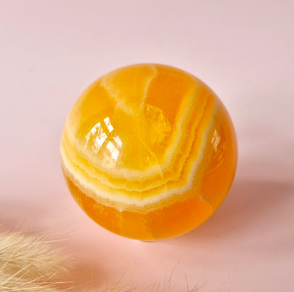 Kristall-Honig-Calcit-Kugel – 44 mm – 222 g | Selbstvertrauen &amp; sanfte Kraft