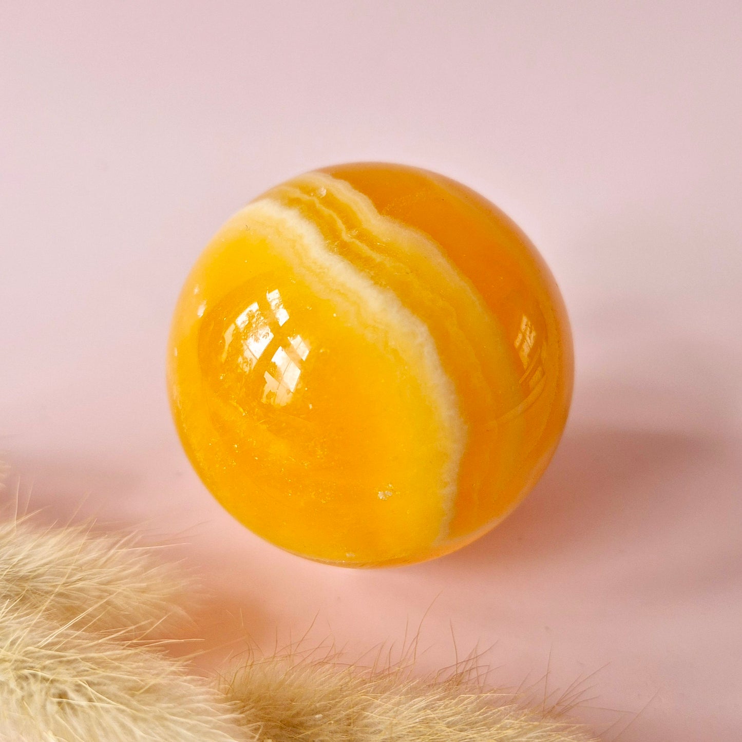 Kristall-Honig-Calcit-Kugel – 44 mm – 222 g | Selbstvertrauen &amp; sanfte Kraft