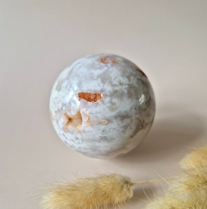 Kristall-Edelstein, Druzy-Rosa-Amethyst-Kugel auf Ständer (80 mm)