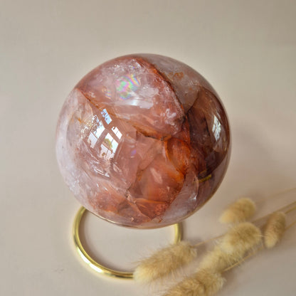 XXL Fire Quartz Crystal Ball – 13-14 cm (3259 grams) Statement piece Hematoid Quartz Sphere
