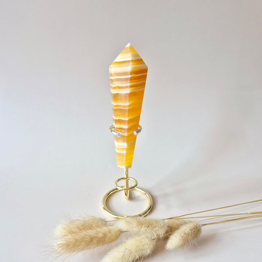 Edelsteen Gele Calciet Scepter op Standaard – 270 gram – Positiviteit, Focus & Zelfvertrouwen