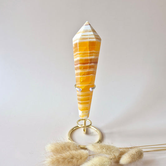 Edelsteen Gele Calciet Scepter op Standaard – 239 gram – Positiviteit, Focus & Zelfvertrouwen