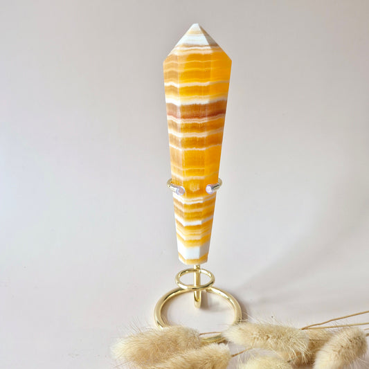 Edelsteen Gele Calciet Scepter op Standaard – 300 gram – Positiviteit, Focus & Zelfvertrouwen