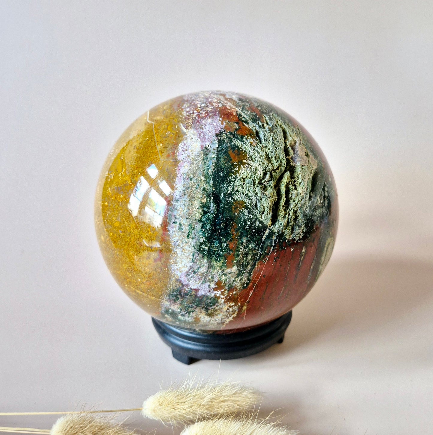 Crystal Gemstone Ball Moss Agate Druzy sphere 85mm - #1 834g