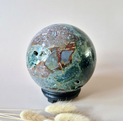 Crystal Gemstone Ball Moss Agate Druzy sphere 85mm - #1 834g