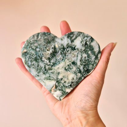 Edelstein Druzy Moosachat Herz auf Metallständer – Nr. 93 230 Gramm