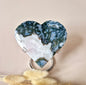Edelsteen Druzy Mosagaat Hart op Metalen Standaard – #111 250gram