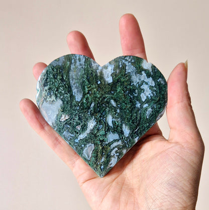 Edelsteen Druzy Mosagaat Hart op Metalen Standaard – #113 160gram