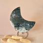 XL Edelsteen Mosagaat Maan op Standaard (Druzy & Patronen) #170 - 252g
