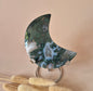 XL Edelsteen Mosagaat Maan op Standaard (Druzy & Patronen) #177 - 195gr