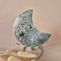 XL Edelsteen Mosagaat Maan op Standaard (Druzy & Patronen) #185 - 175gr