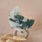 XL Edelsteen Mosagaat Maan op Standaard (Druzy & Patronen) #186 - 173gr