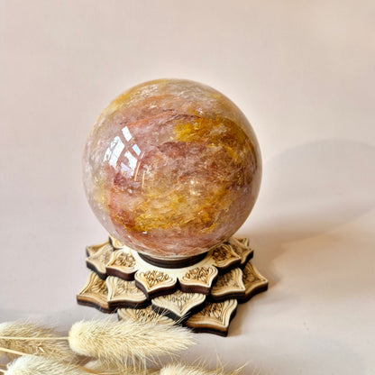 XXL Fire Quartz Crystal Ball – 13-14 cm (3259 grams) Statement piece Hematoid Quartz Sphere