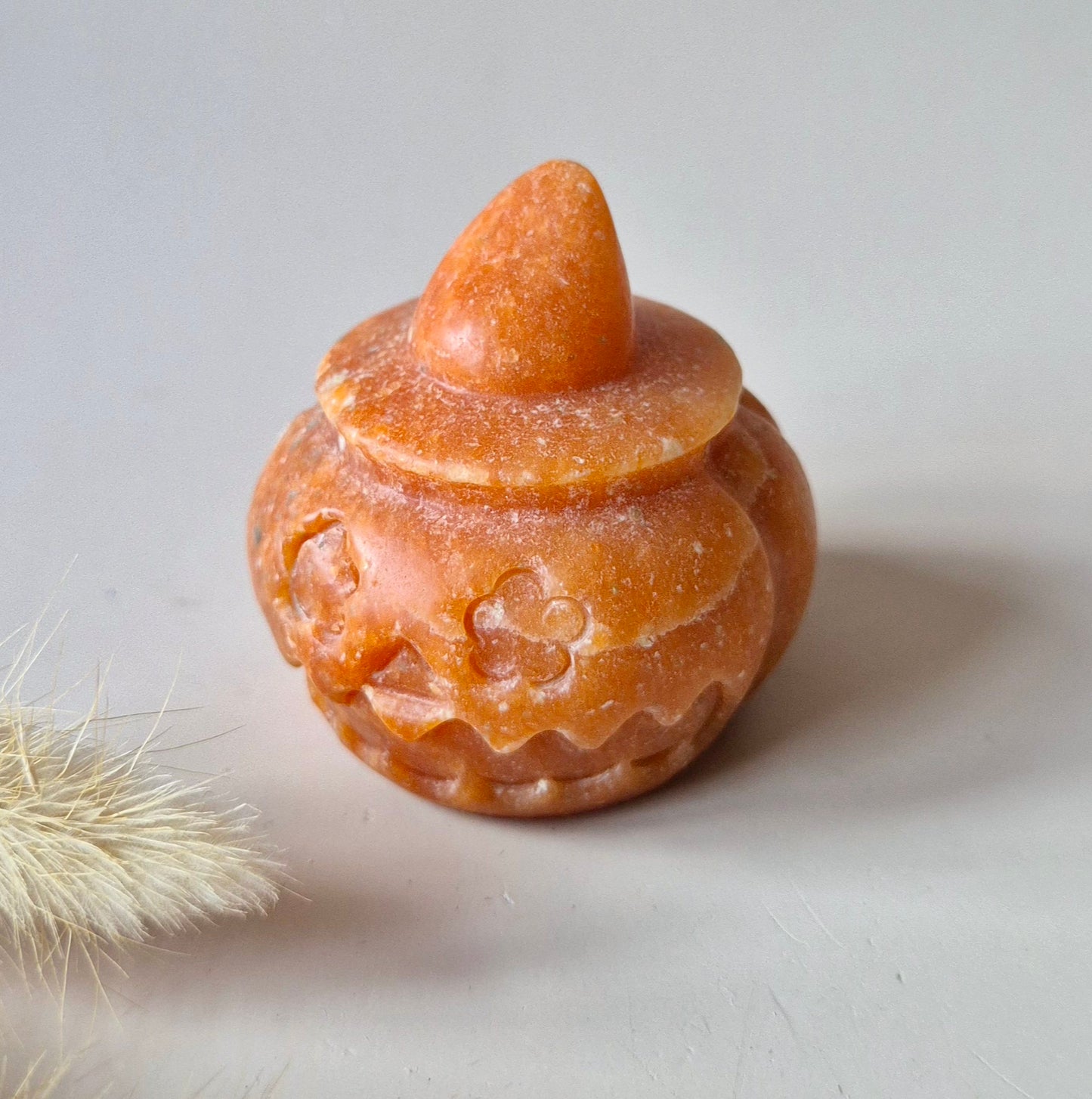 Edelsteen Halloween Oranje Calciet Pompoen – Jack-o’-Lantern Carving