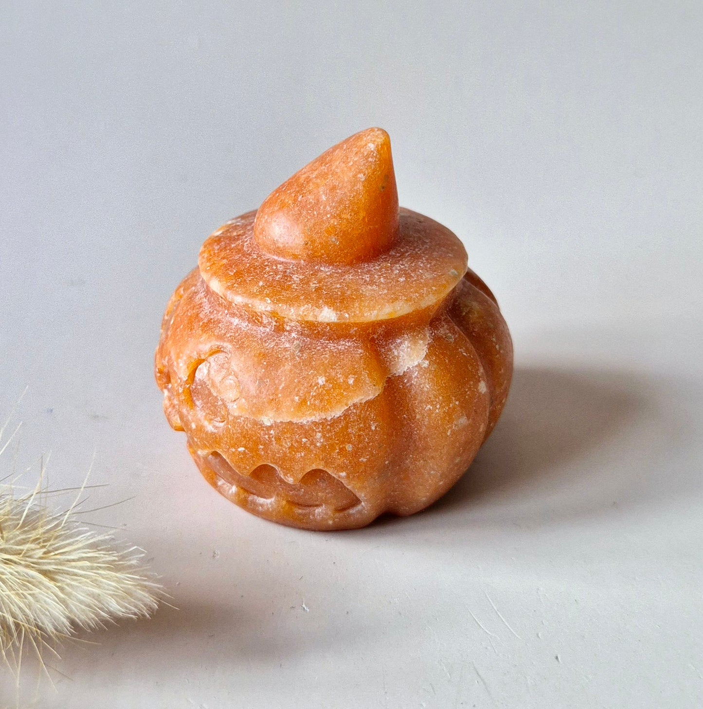Edelsteen Halloween Oranje Calciet Pompoen – Jack-o’-Lantern Carving