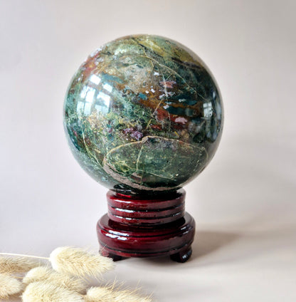 Crystal Gemstone Ball Moss Agate Druzy sphere 85mm - #1 834g