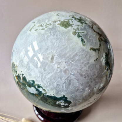 Crystal Gemstone Ball Moss Agate Druzy sphere 85mm - #1 834g