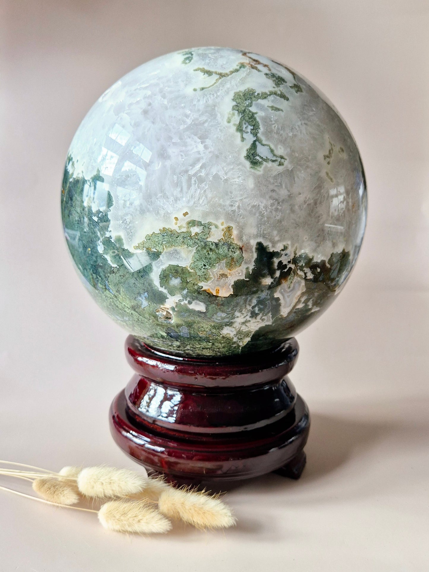 Crystal Gemstone Ball Moss Agate Druzy sphere 85mm - #1 834g