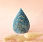 Blue Apatite - Teardrop Drop Standing Gemstone Crystal Flame Blue Apatite