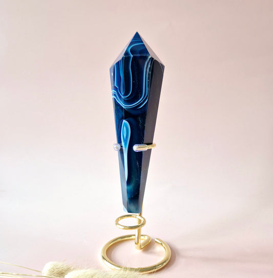 Edelsteen Blauwe Agaat Scepter (223g) Gekleurd