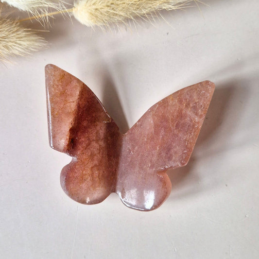 Edelsteen Vlinder  6x5 cm – Strawberry Quartz