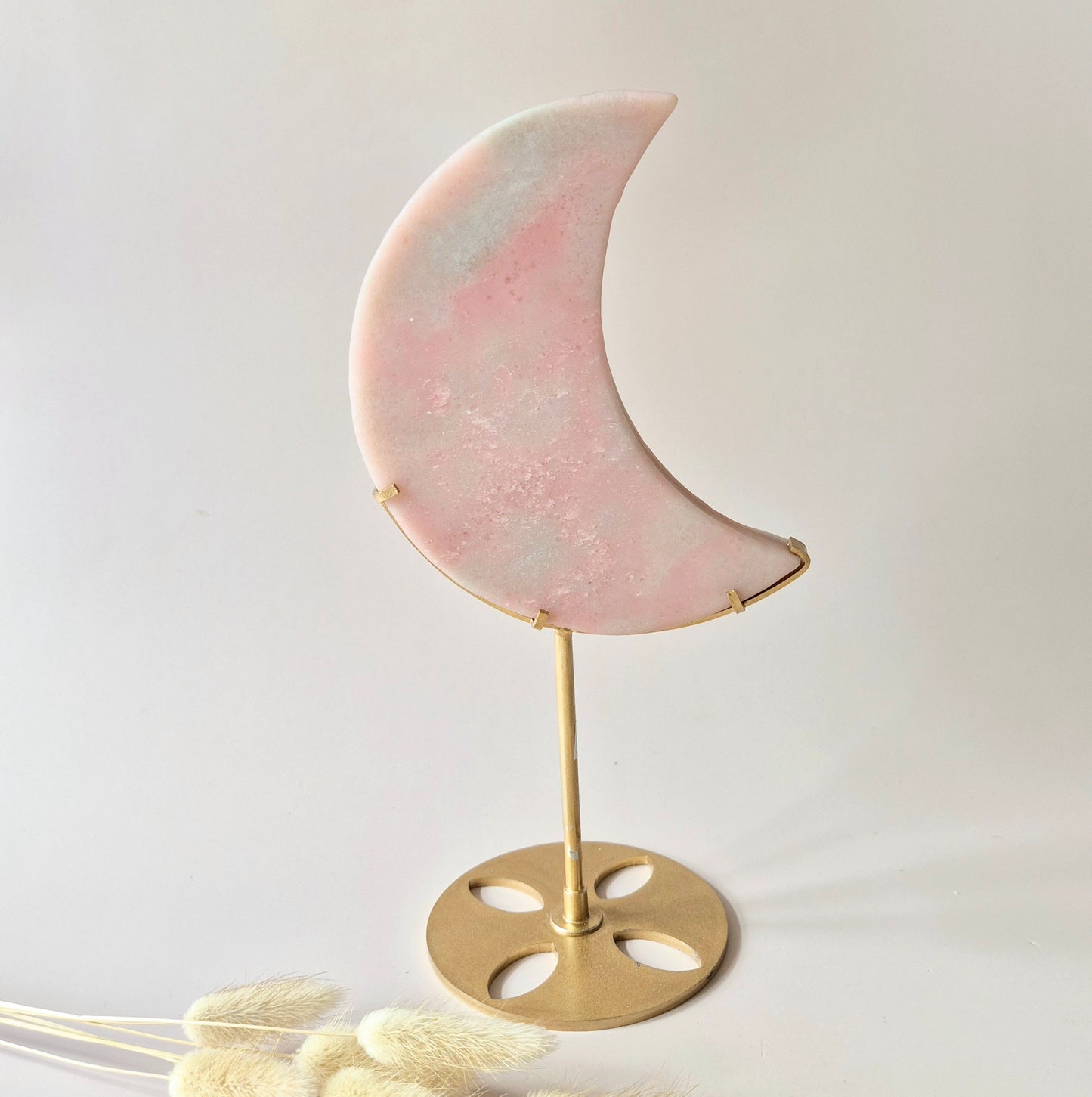 Large Druzy Pink Amethyst Gemstone Wings on Gold Metal Stand - #3