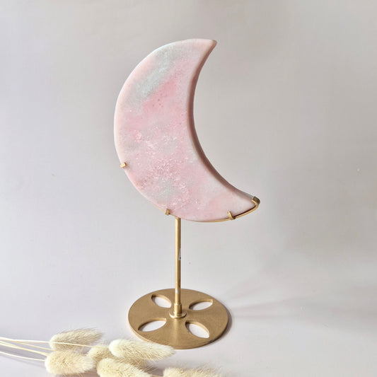Large Druzy Pink Amethyst Gemstone Wings on Gold Metal Stand - #3