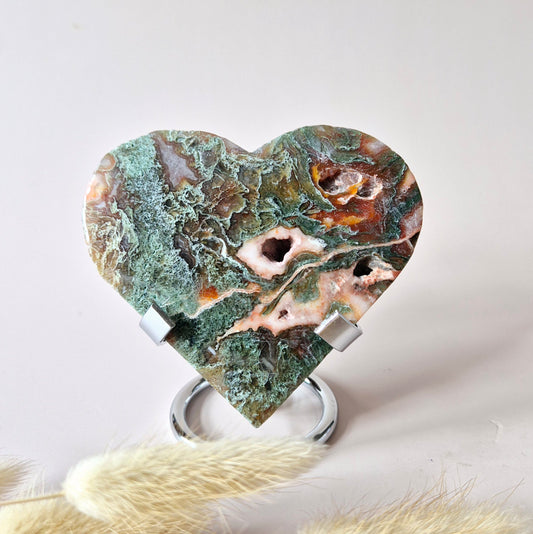 Rode Druzy Mosagaat Hart (8-10 cm) – Liefde & Passie #61