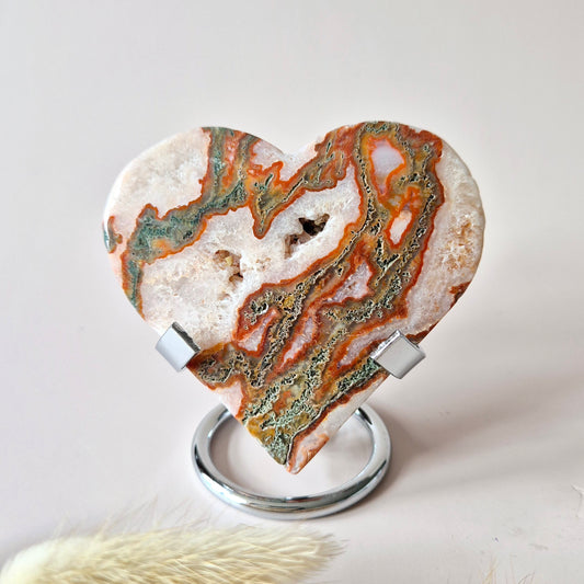 Rode Druzy Mosagaat Hart (8-10 cm) – Liefde & Passie #62