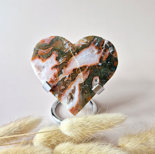 Rode Druzy Mosagaat Hart (8-10 cm) – Liefde & Passie #64