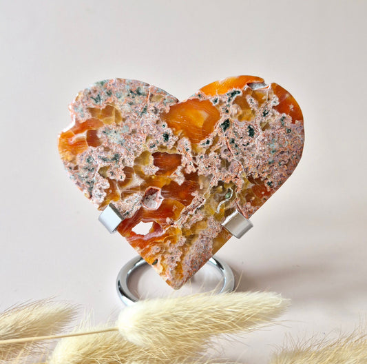Rode Druzy Mosagaat Hart (8-10 cm) – Liefde & Passie #66