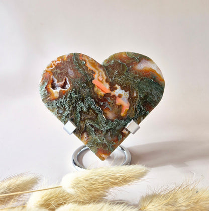 Rode Druzy Mosagaat Hart (8-10 cm) – Liefde & Passie #67