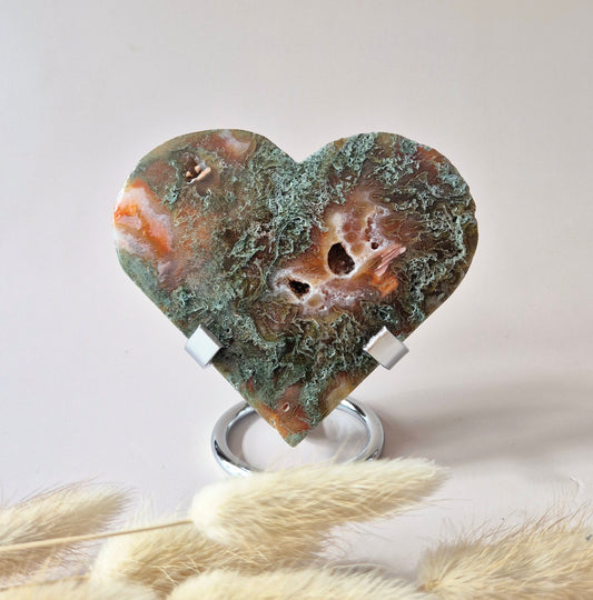Rode Druzy Mosagaat Hart (8-10 cm) – Liefde & Passie #67