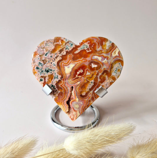 Rode Druzy Mosagaat Hart (8-10 cm) – Liefde & Passie #69