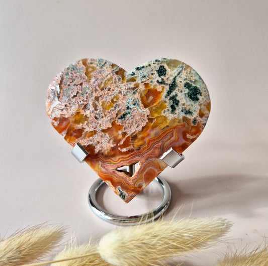 Rode Druzy Mosagaat Hart (8-10 cm) – Liefde & Passie #70