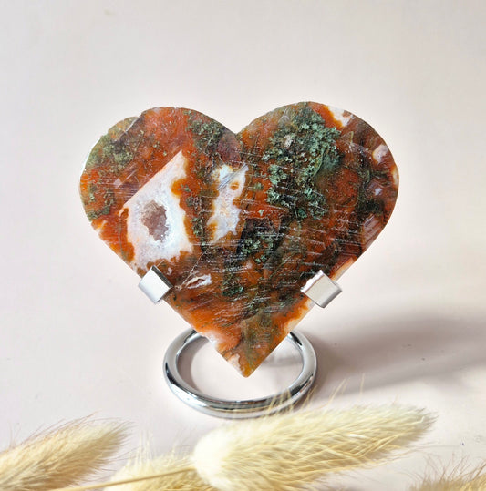 Rode Druzy Mosagaat Hart (8-10 cm) – Liefde & Passie #71